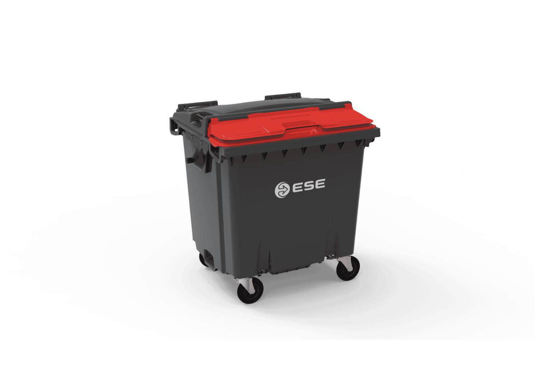 Контейнер для ТПВ, ESE, 1100 л, ErgoStop, з кришкою Split Lid, сірий, мала кришка червона